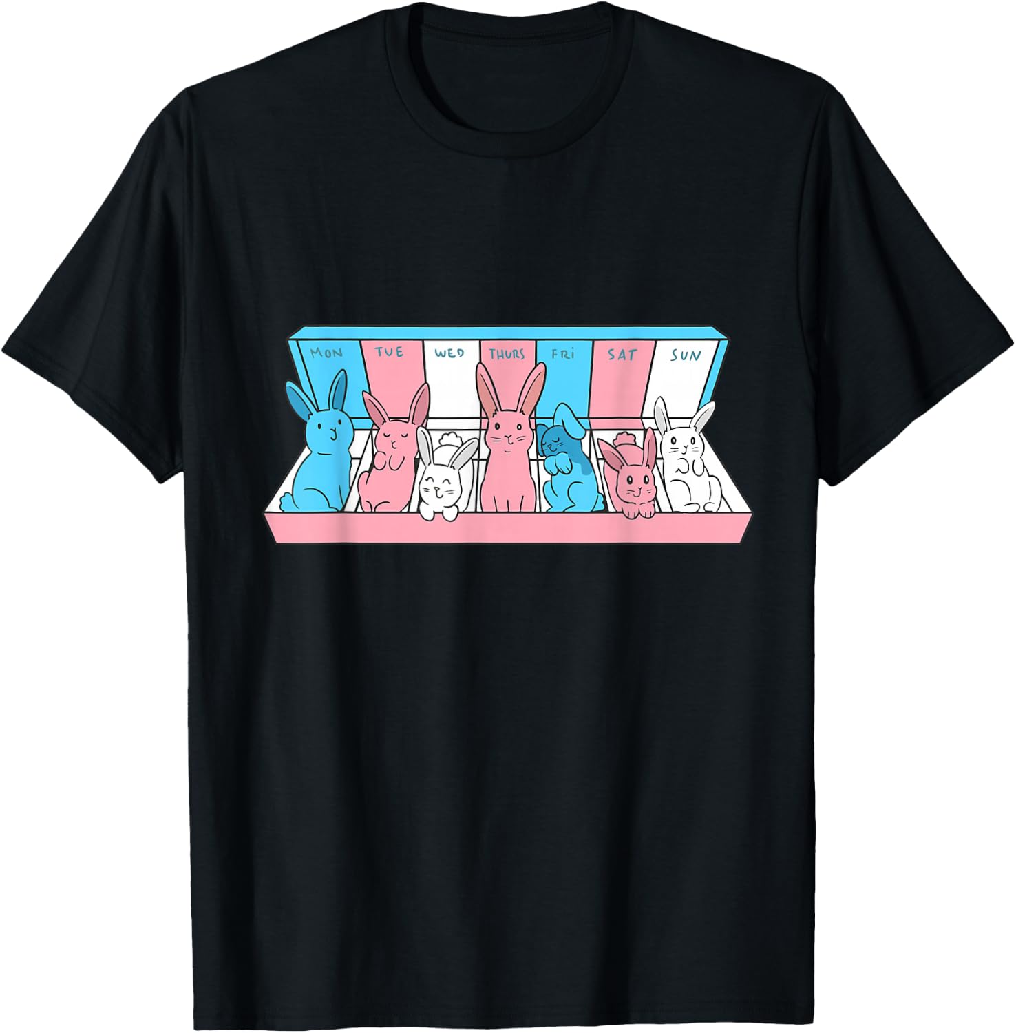 Transgender Weekly Bunny Transsexual LGBTQ Trans Pride T-Shirt - T-Shirt | Black