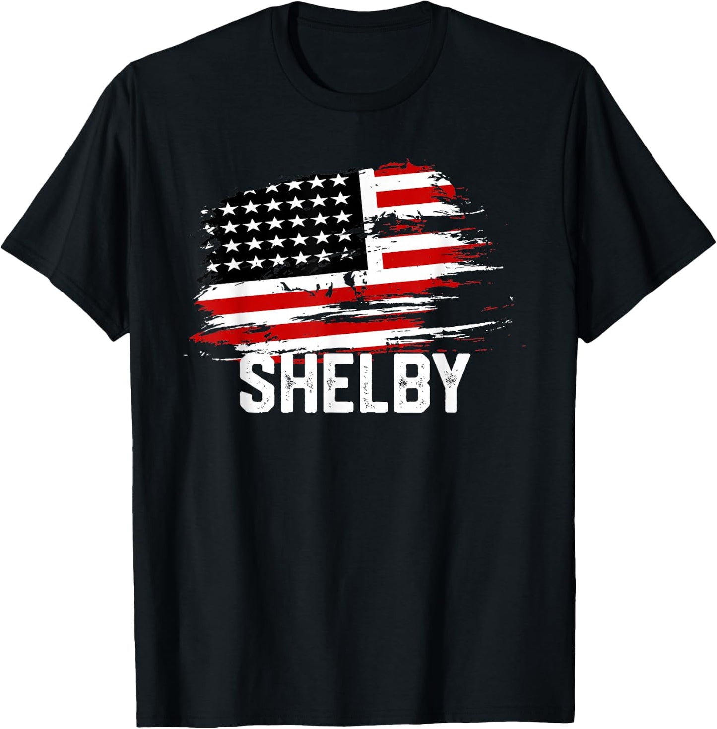 SHELBY USA Flag Personalized 4th of July SHELBY T-Shirt - T-Shirt | Black