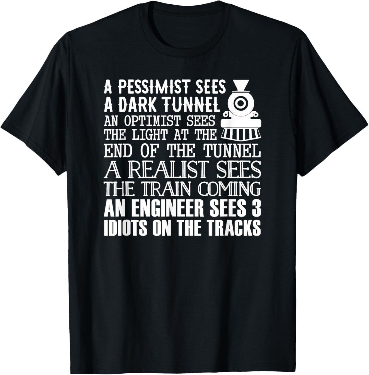 A Train, Engineer And 3 Idiots - Funny Joke T-Shirt - T-Shirt | Black