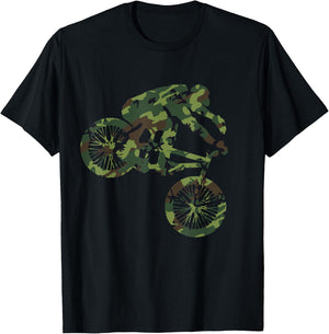 BMX Camouflage Camo Bike Bicycle BMXer Gift T-Shirt - T-Shirt | Black