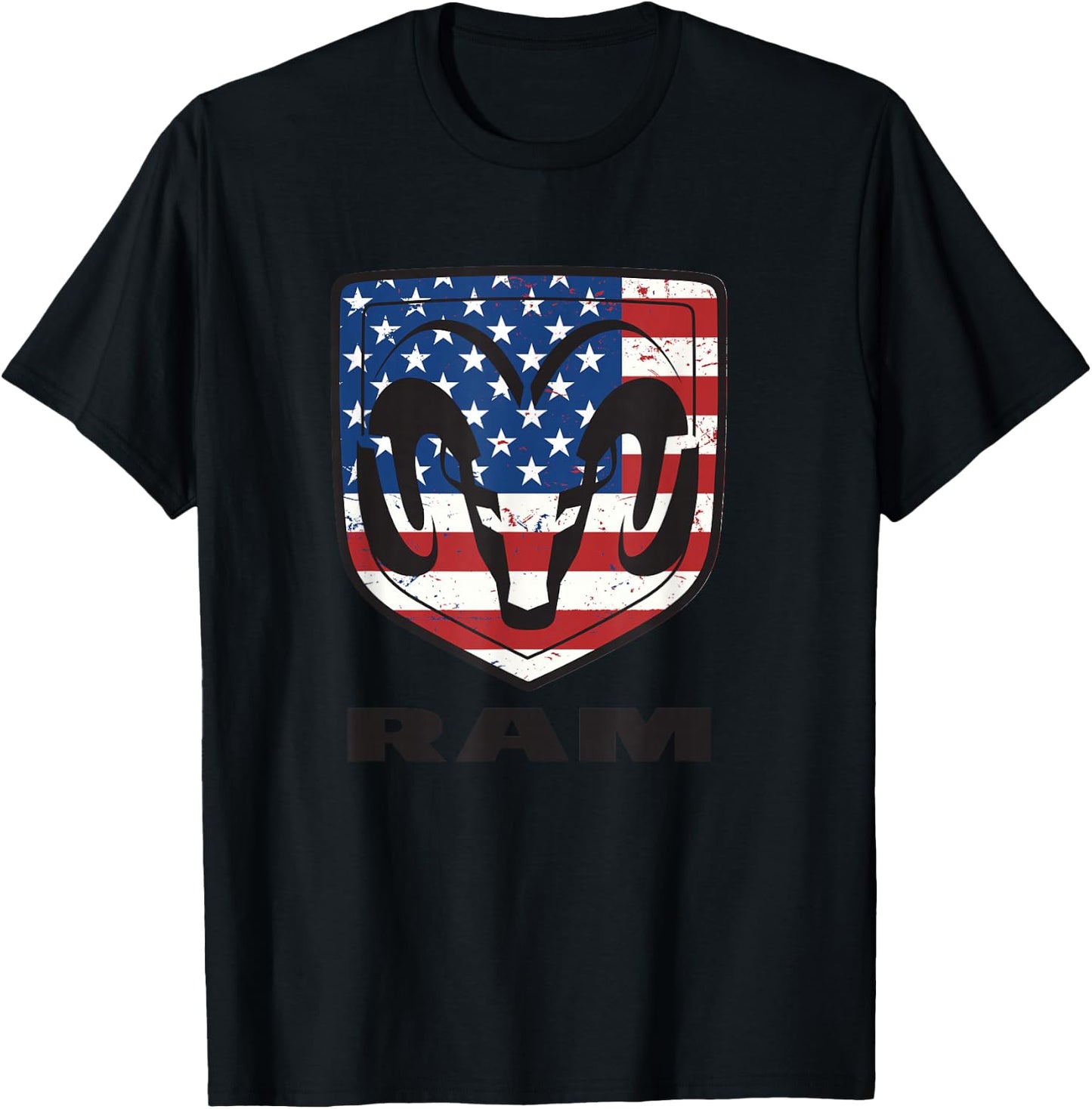 Flag Ram Trucks Shield , grey, S T-Shirt - T-Shirt | Black