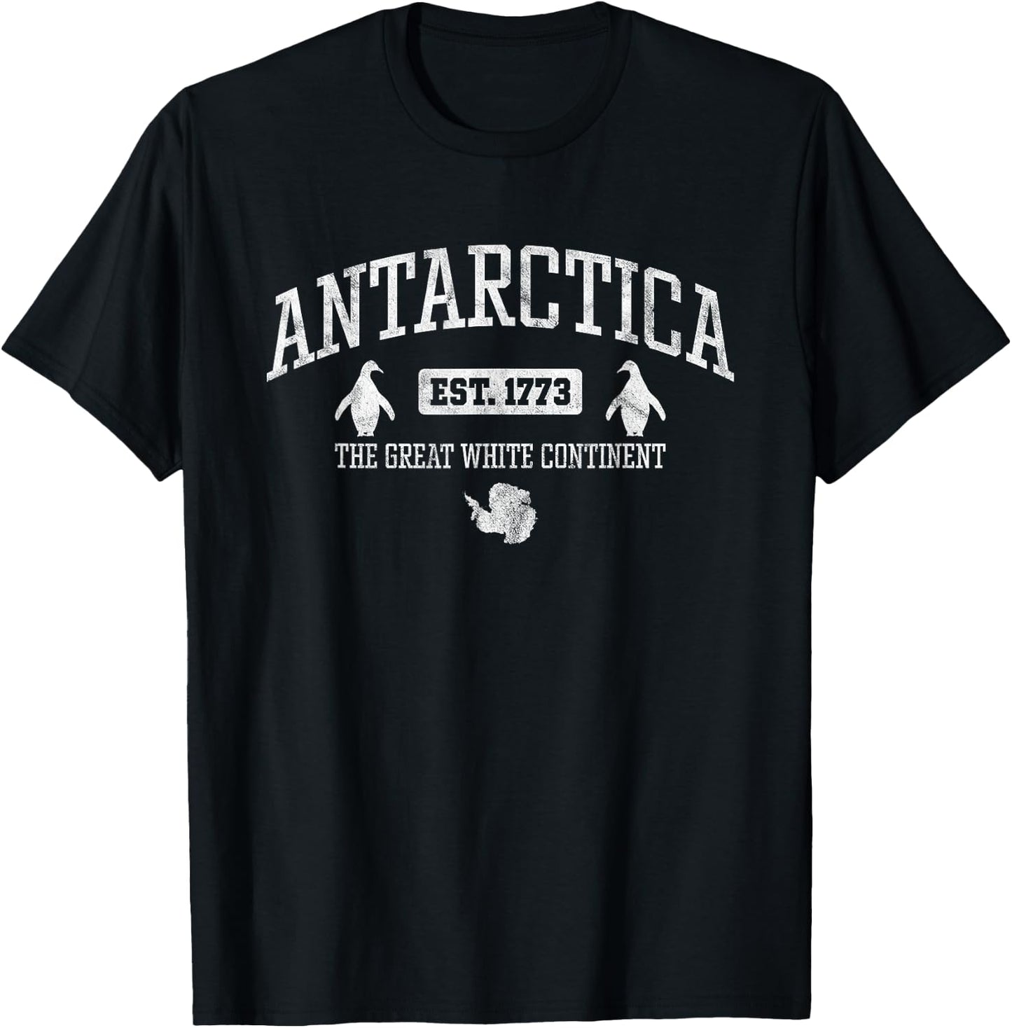 Antarctica Est. 1773 - Vintage Artic Continent Penguins T-Shirt - T-Shirt | Black