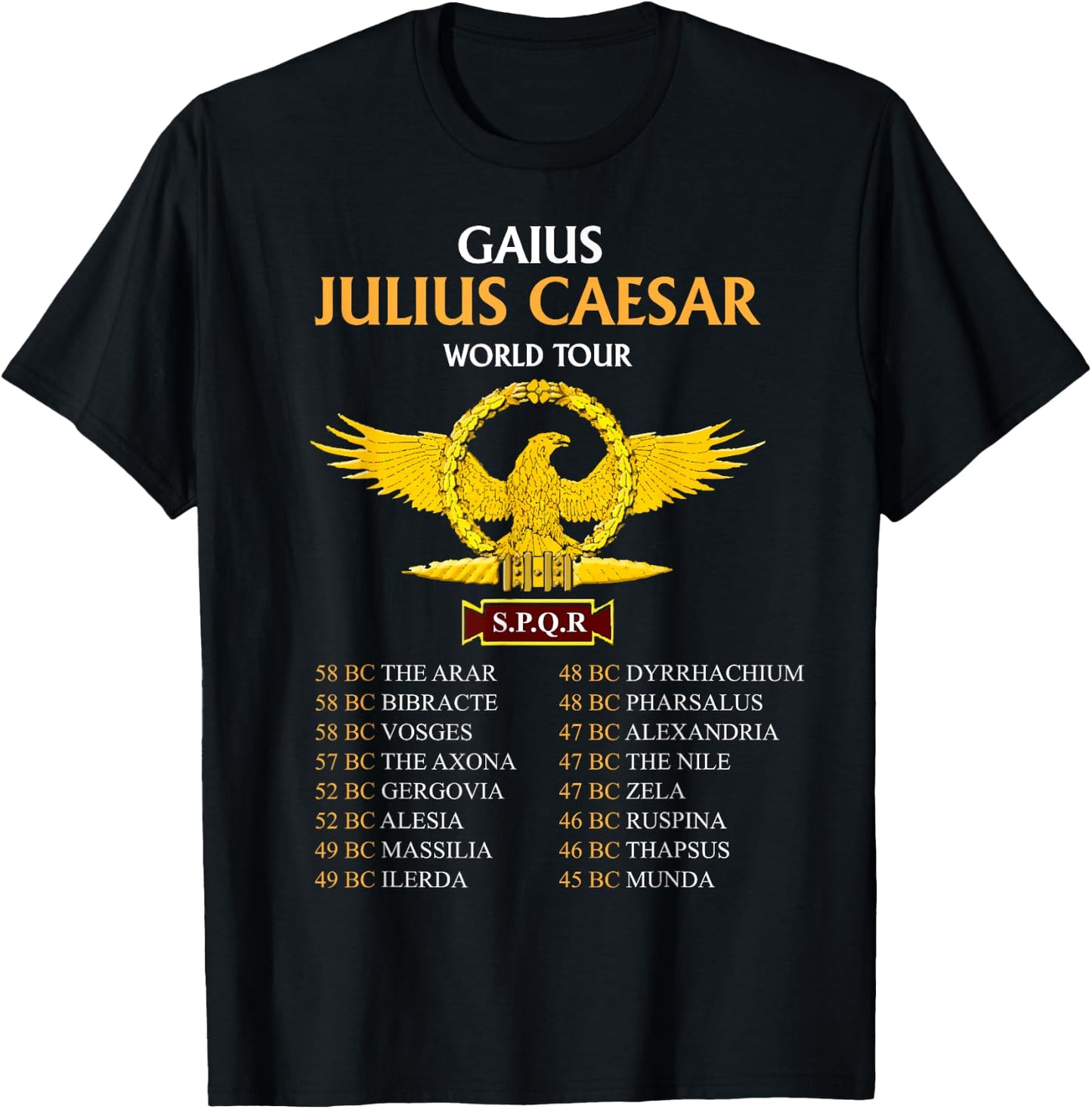 SPQR, Ancient Rome Julius Caesar World Tour, Roman History T-Shirt - T-Shirt | Black