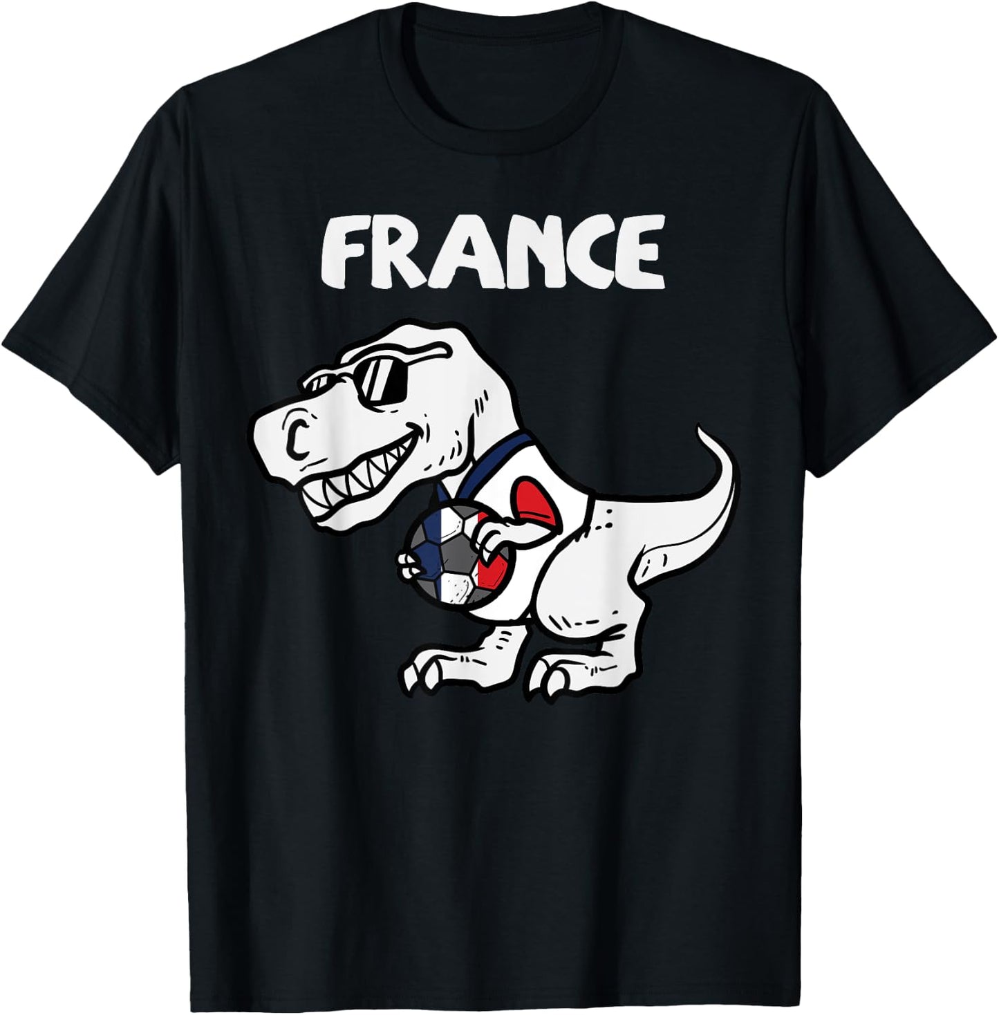 France Trex Dino French Flag Soccer Fan Boys Kids Toddler T-Shirt - T-Shirt | Black