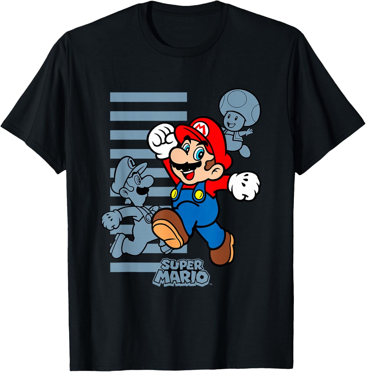 Super Mario Luigi & Toad Let's Play Group Shot T-Shirt - T-Shirt | Black