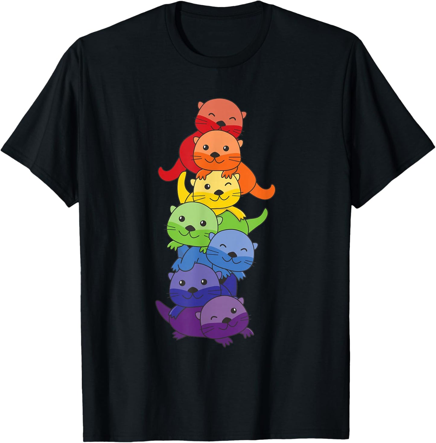 Rainbow Flag Pride Month LGBTQ Rainbow Otter T-Shirt - T-Shirt | Black