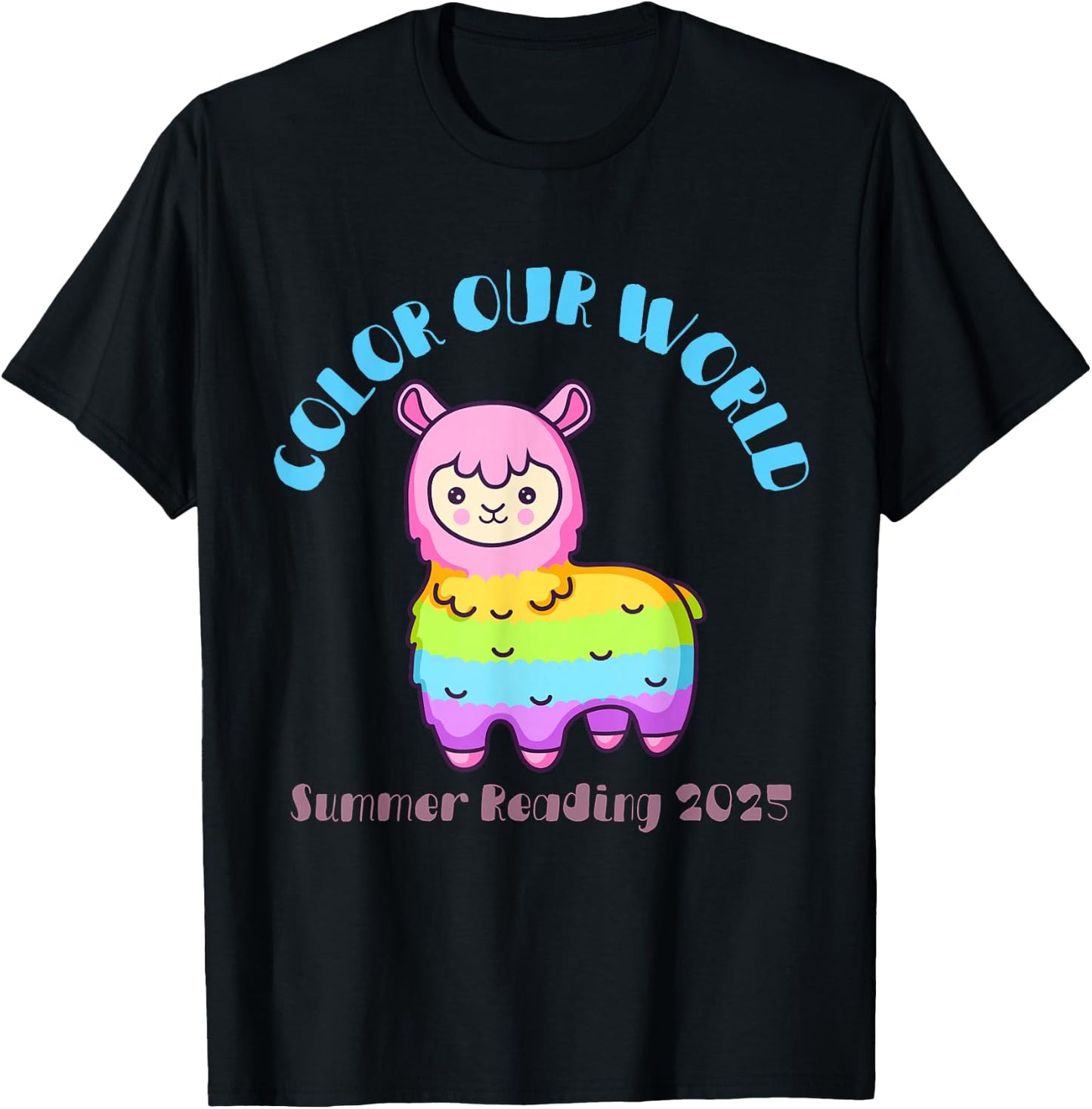 Color Our World Summer 2025 Reading Program- Llama T-Shirt - T-Shirt | Black