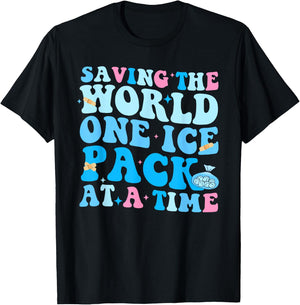 School Nurse Saving The World One Ice Pack At A Time Nurse A T-Shirt - T-Shirt | Black