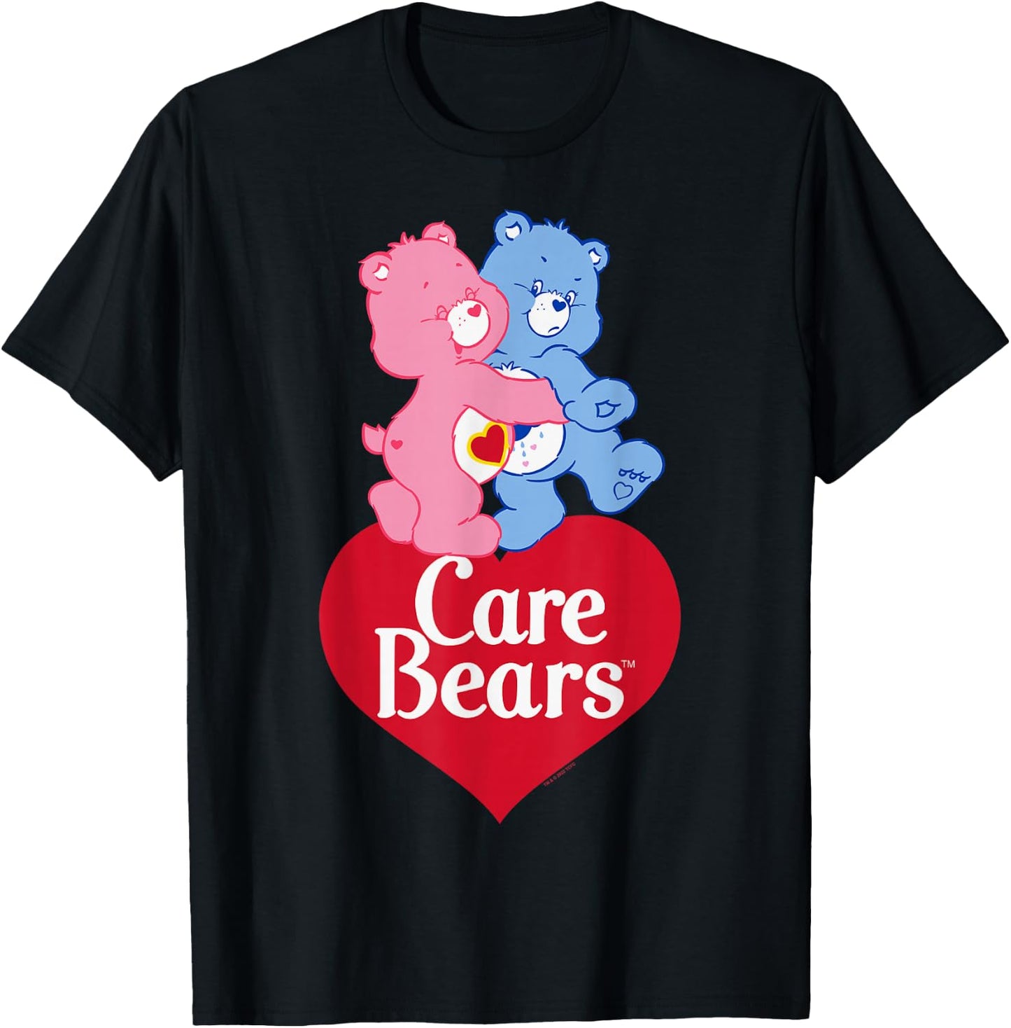 Care Bears Love-A-Lot Bear & Grumpy Valentine Hug Logo , Black, S T-Shirt - T-Shirt | Black