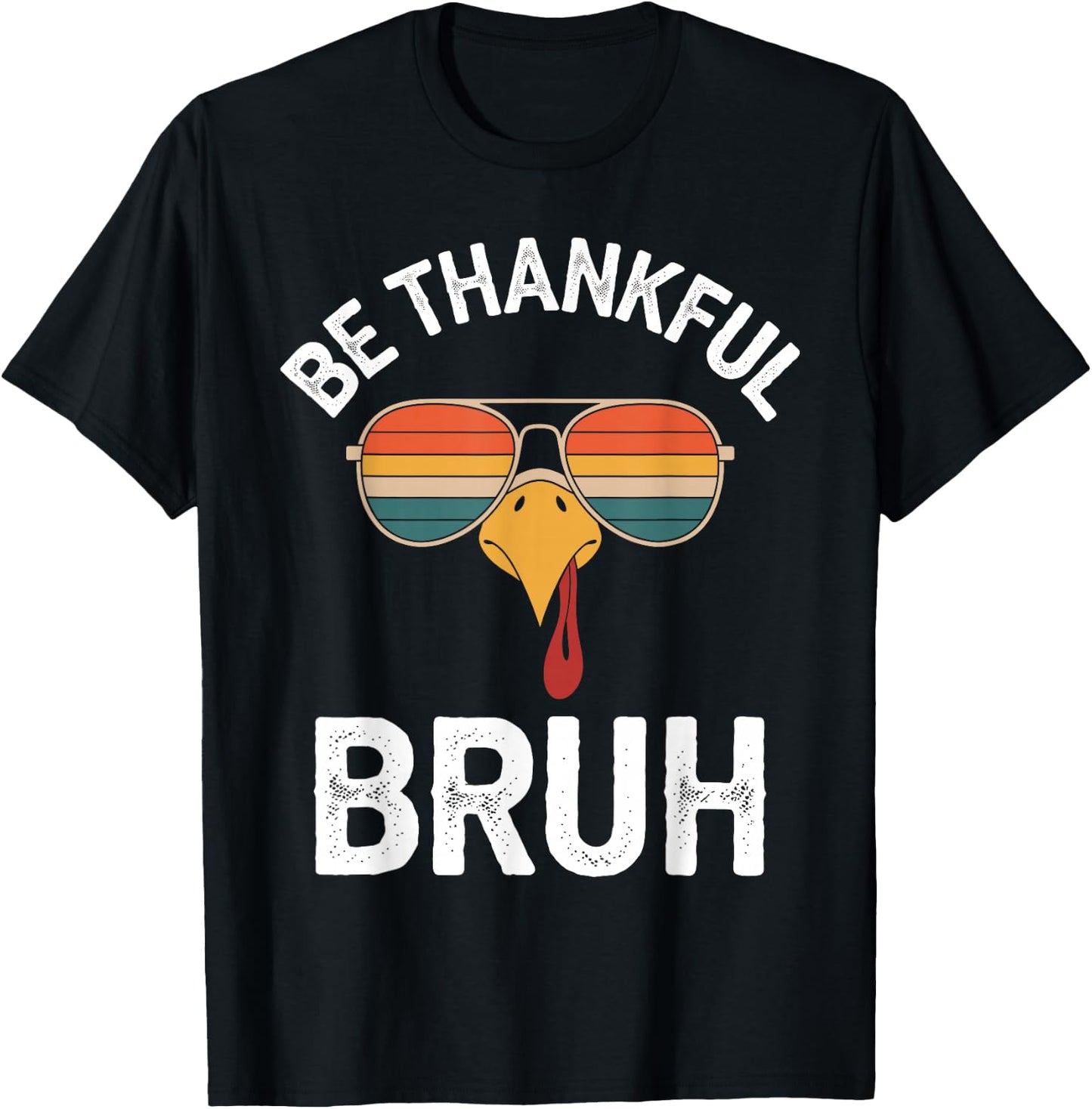 Bruh Thanksgiving Funny Thankful Turkey Boys Kids T-Shirt - T-Shirt | Black