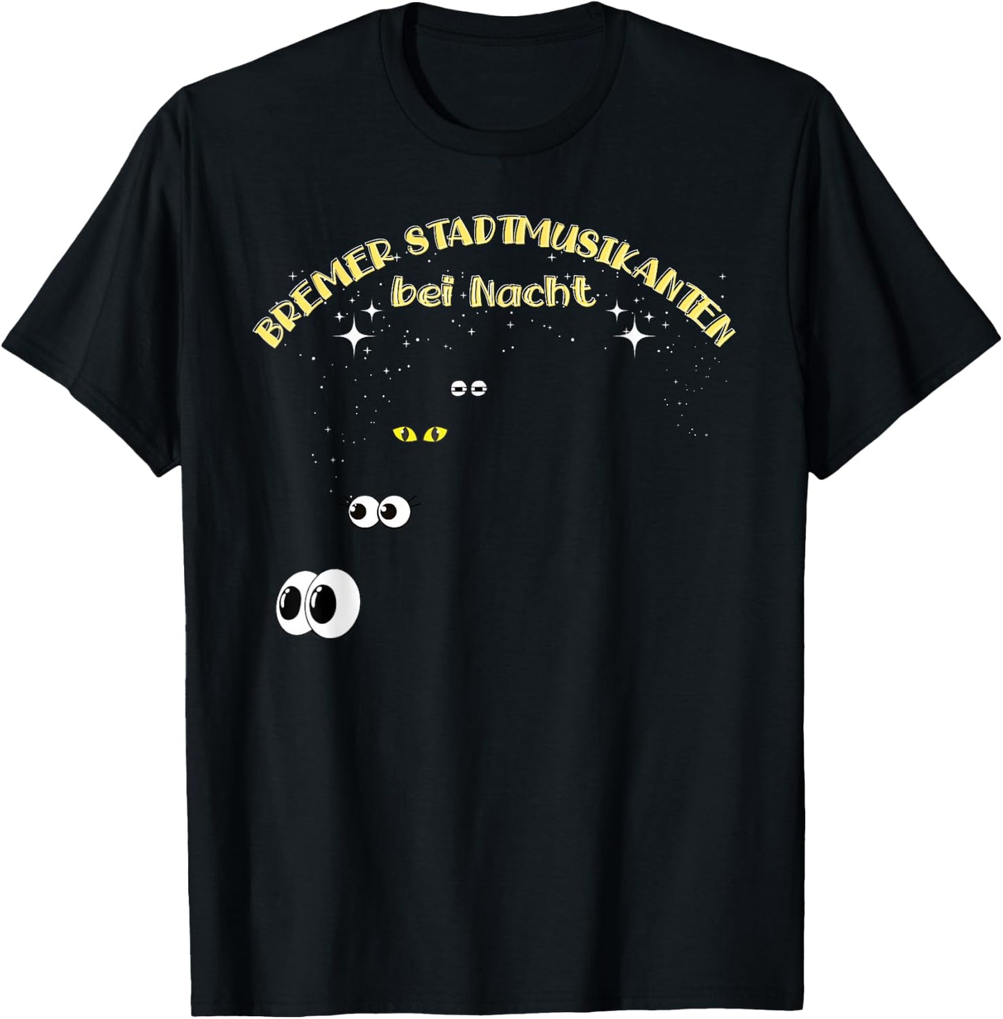 Bremer Stadtmusikanten bei Nacht , black T-Shirt - T-Shirt | Black