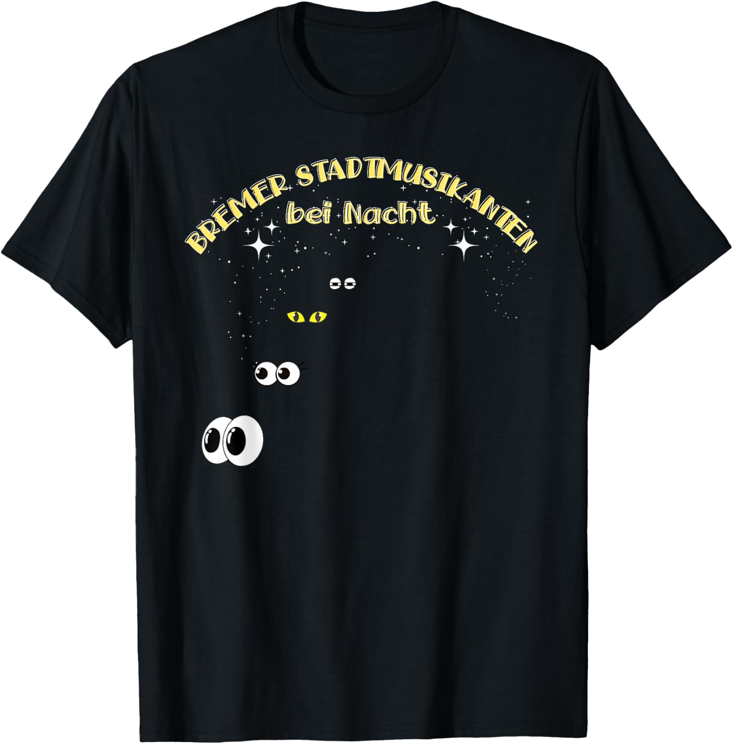 Bremer Stadtmusikanten bei Nacht , black T-Shirt - T-Shirt | Black