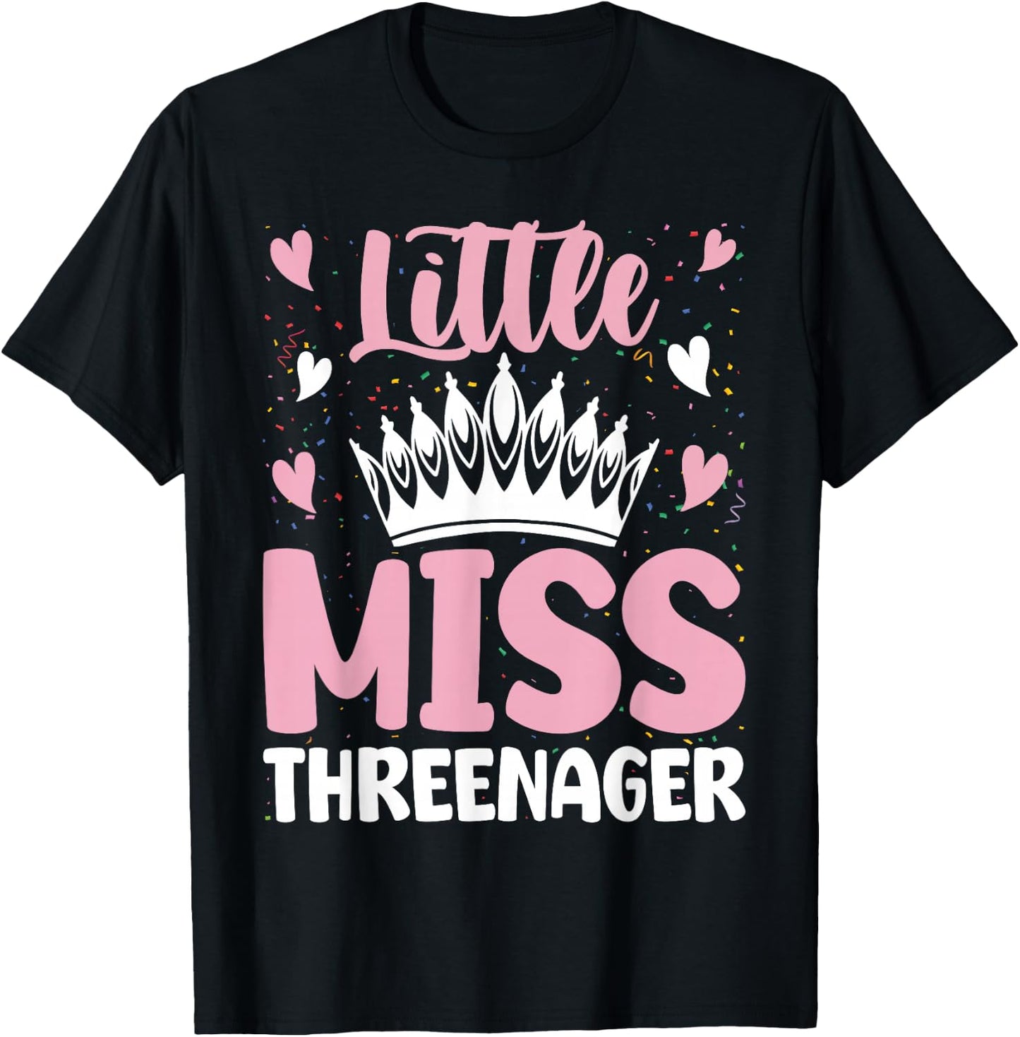Little Miss Threenager Girl Happy 3rd Birthday Girl Toddle T-Shirt - T-Shirt | Black