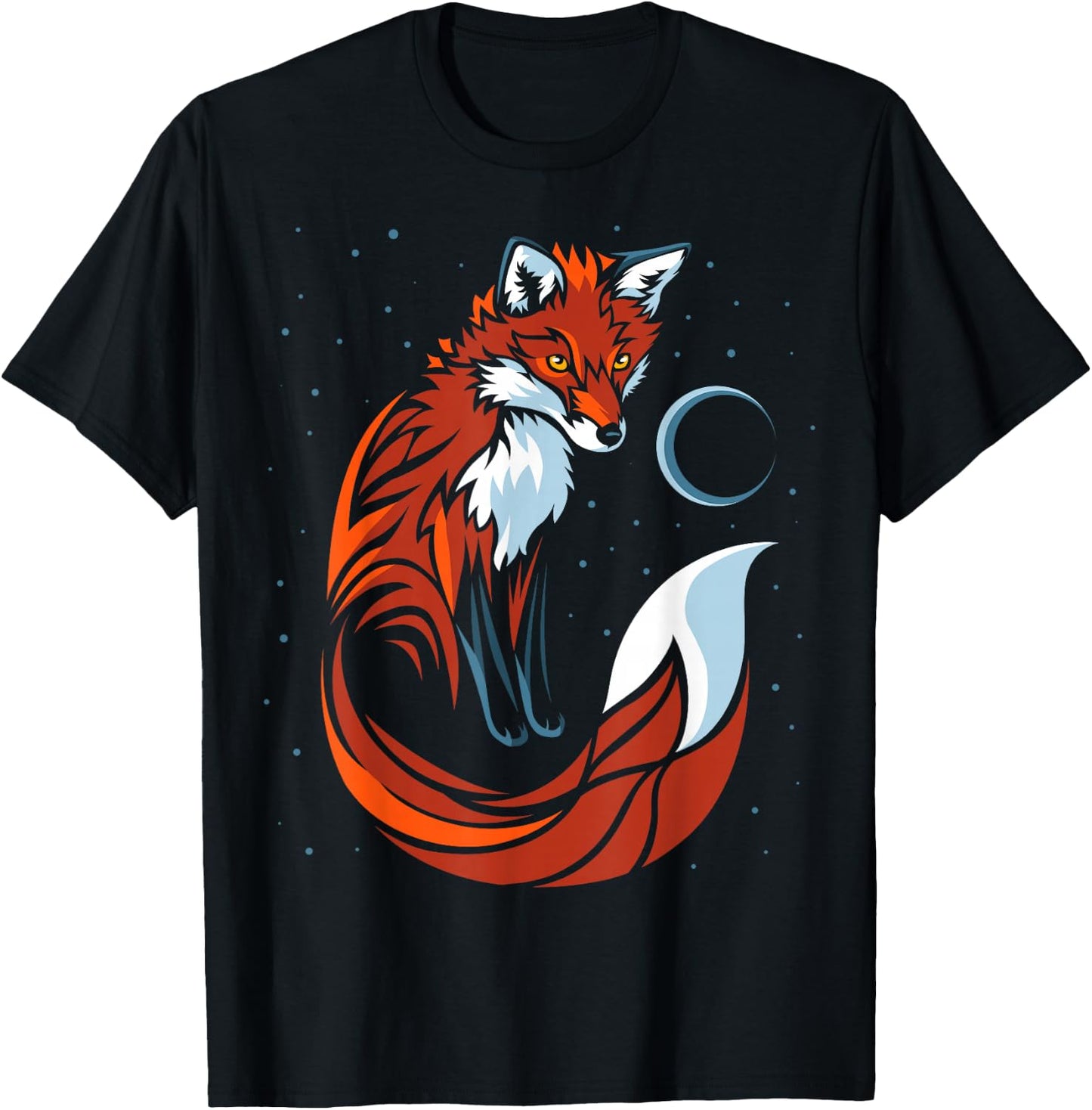 Tribal Tail Fox Graphic Design T-Shirt - T-Shirt | Black