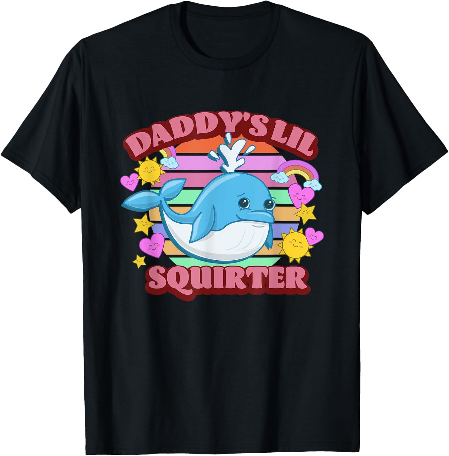 Daddy's Lil Squirter Whale Inappropriate Funny Adult Joke T-Shirt - T-Shirt | Black