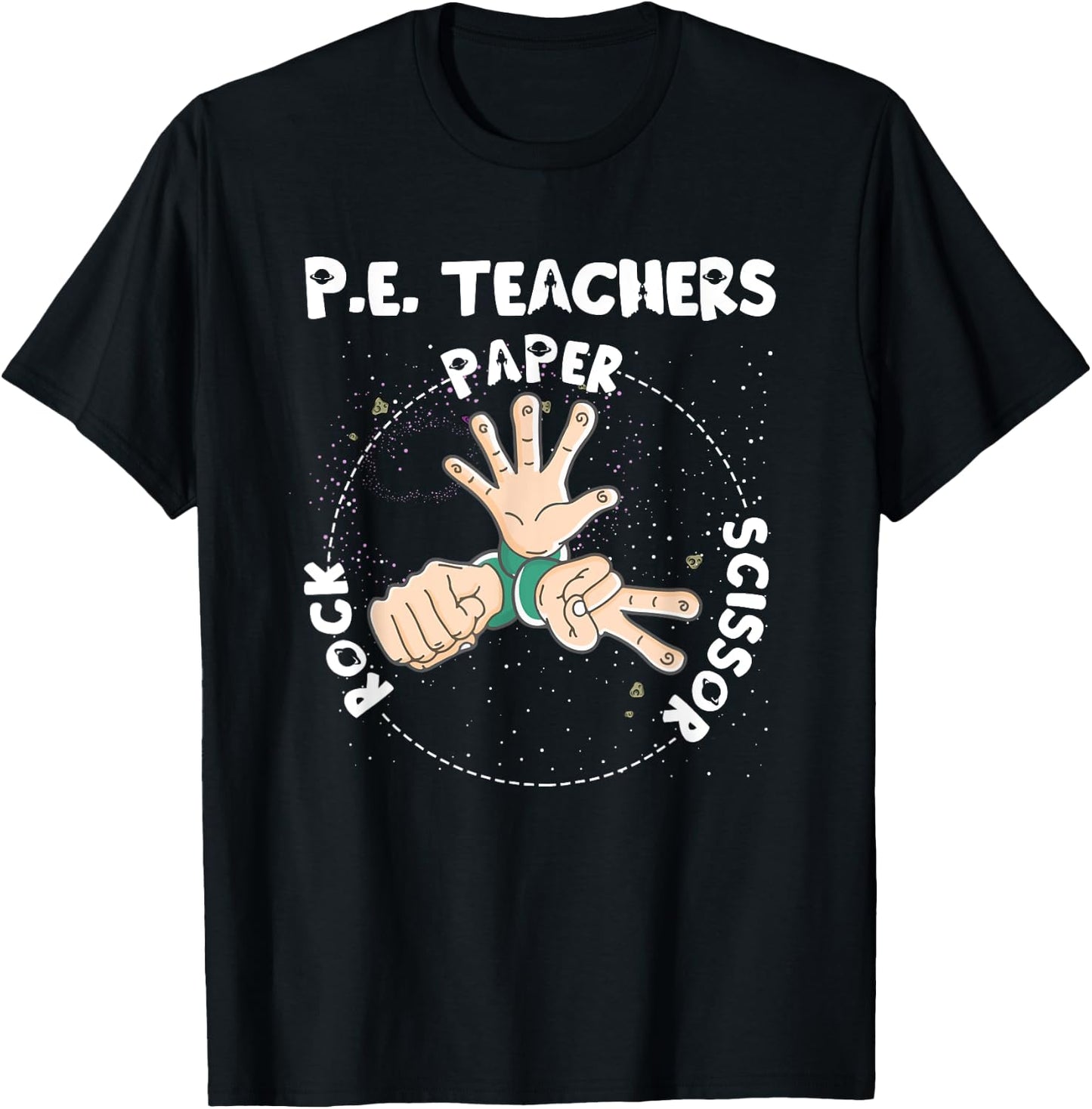 Funny Physical Education PE Teacher Rock Paper Scissor T-Shirt - T-Shirt | Black