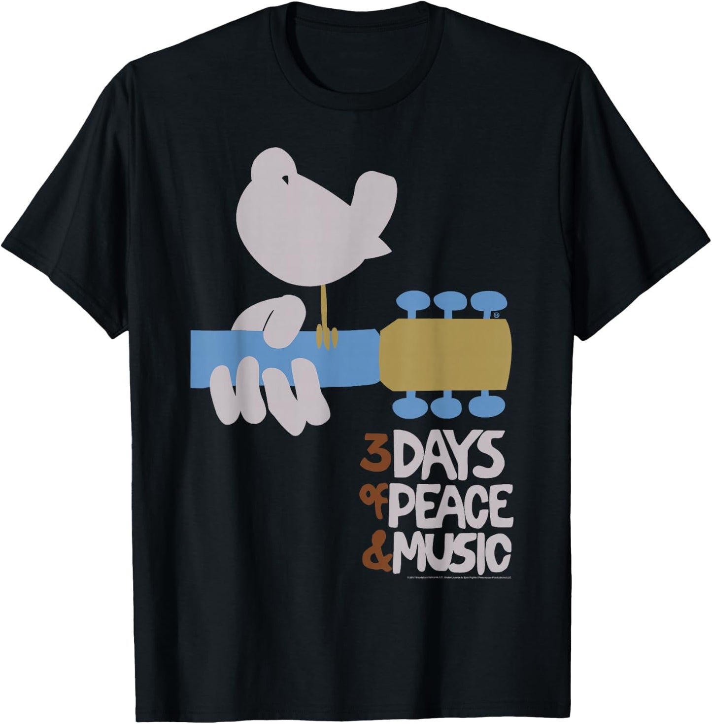 Woodstock - Dove & Guitar T-Shirt - T-Shirt | Black