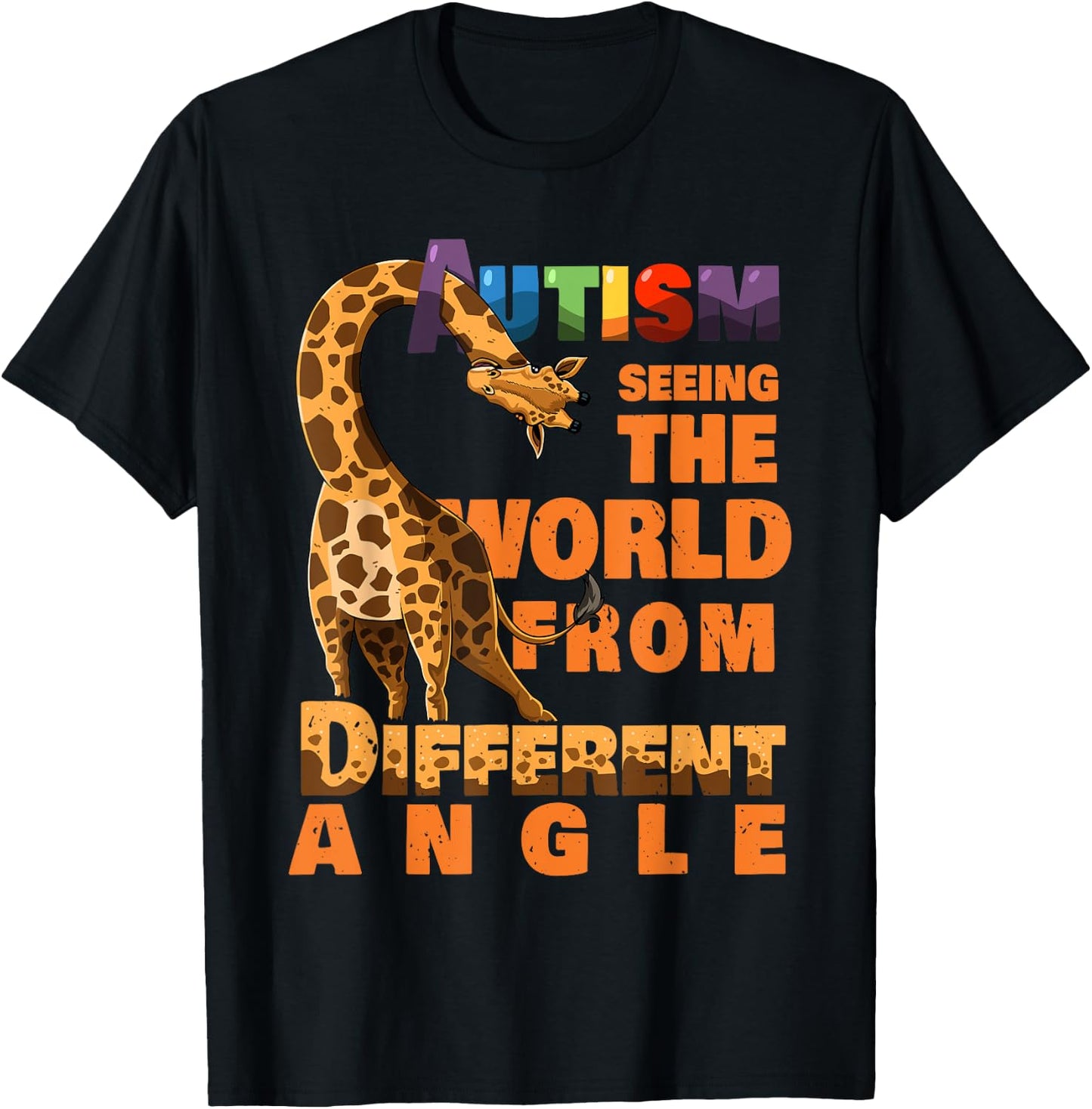 National Disability Campaign Love Asperger Warrior Autism Awareness Giraffe Lover Inspiring Gift Men Women Kids T-Shirt - T-Shirt | Black