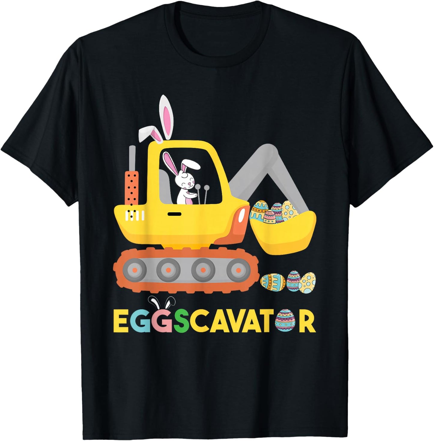 Funny EggsCavator Easter Bunny Excavator Toddler Boys Easter T-Shirt - T-Shirt | Black