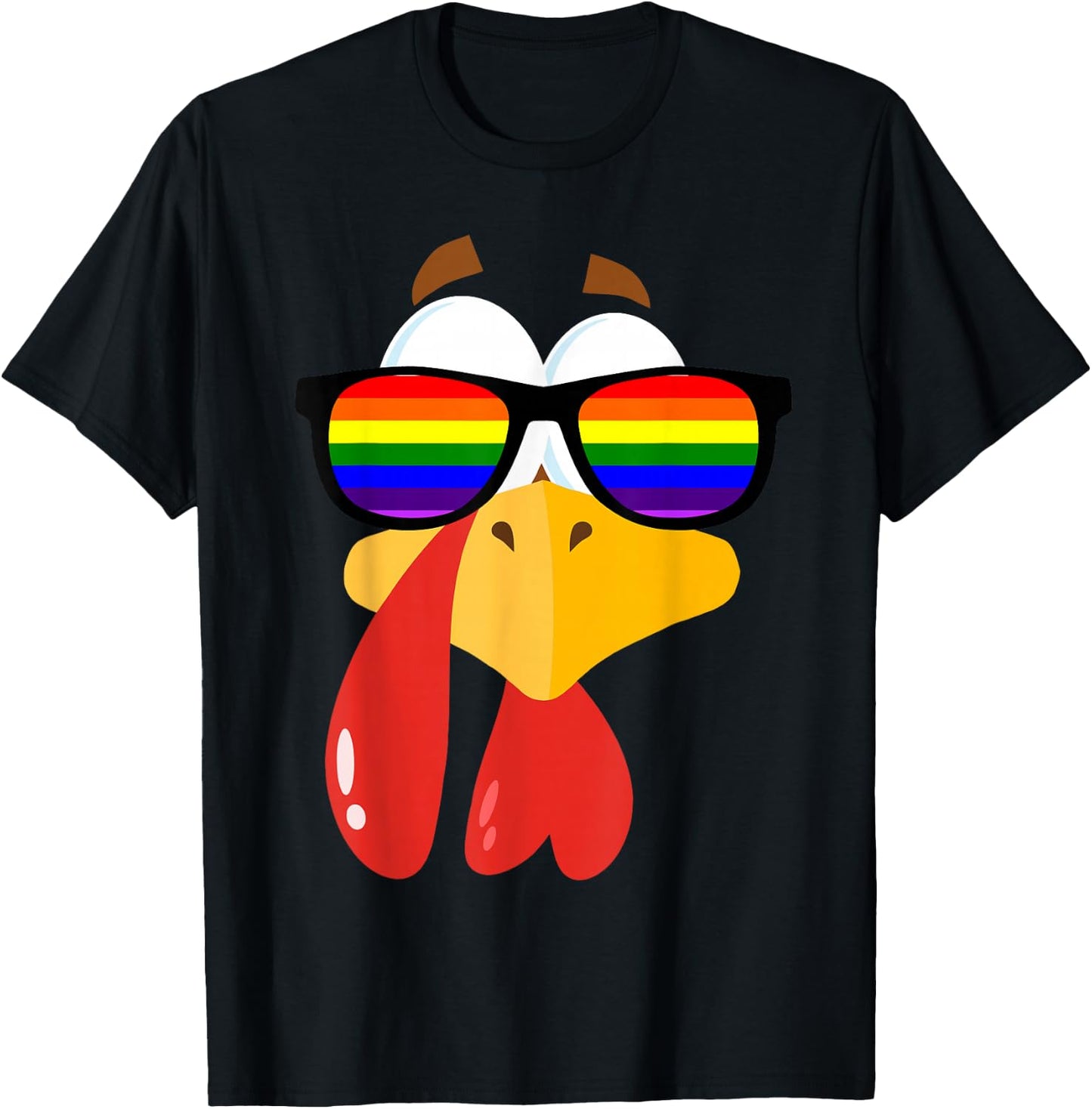 LGBT Pride Sunglasses Rainbow Turkey Proud LGBT Thanksgiving T-Shirt - T-Shirt | Black