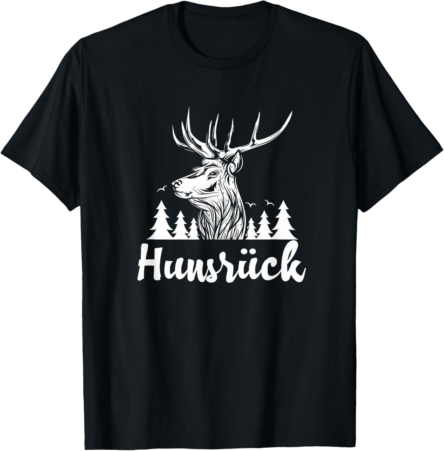 Hunsrück Hirsch Wald Wandern Heimat Urlaub Hunsrück T-Shirt - T-Shirt | Black