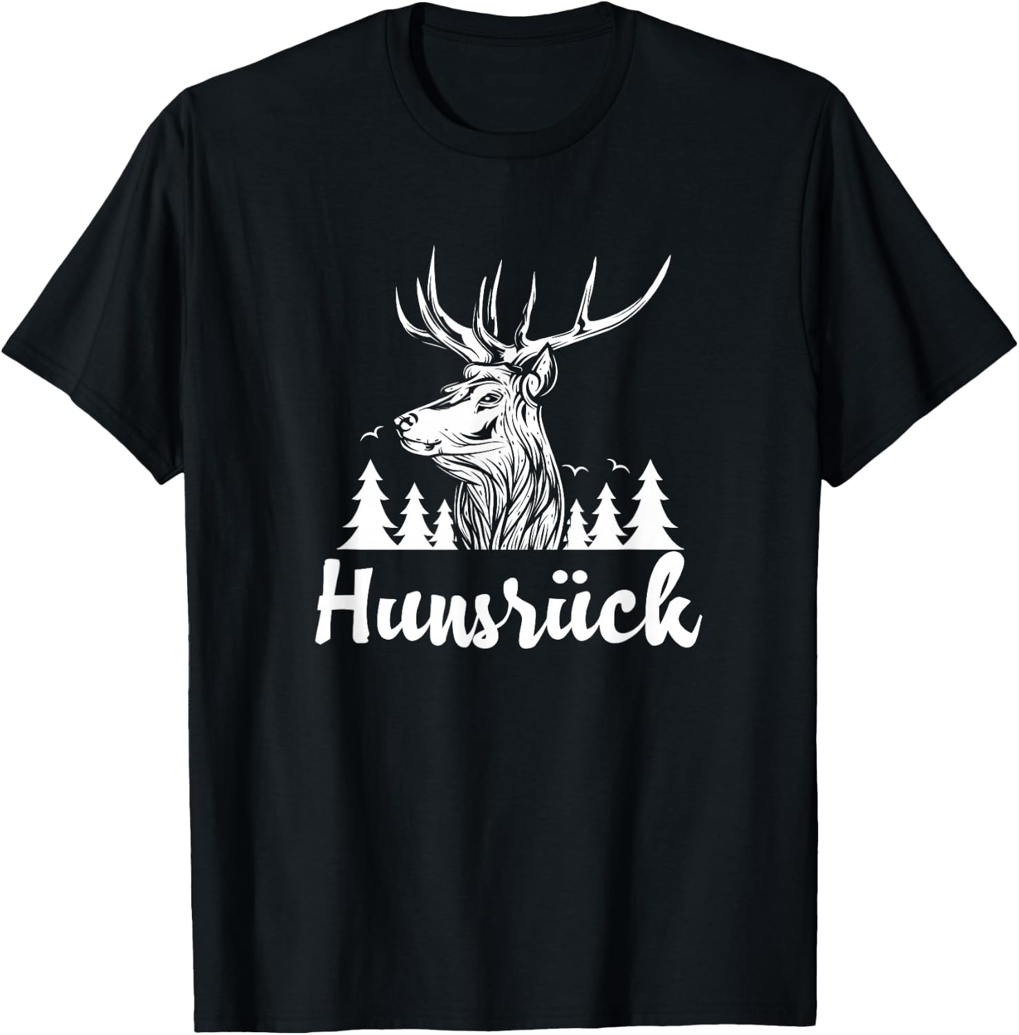 Hunsrück Hirsch Wald Wandern Heimat Urlaub Hunsrück T-Shirt - T-Shirt | Black