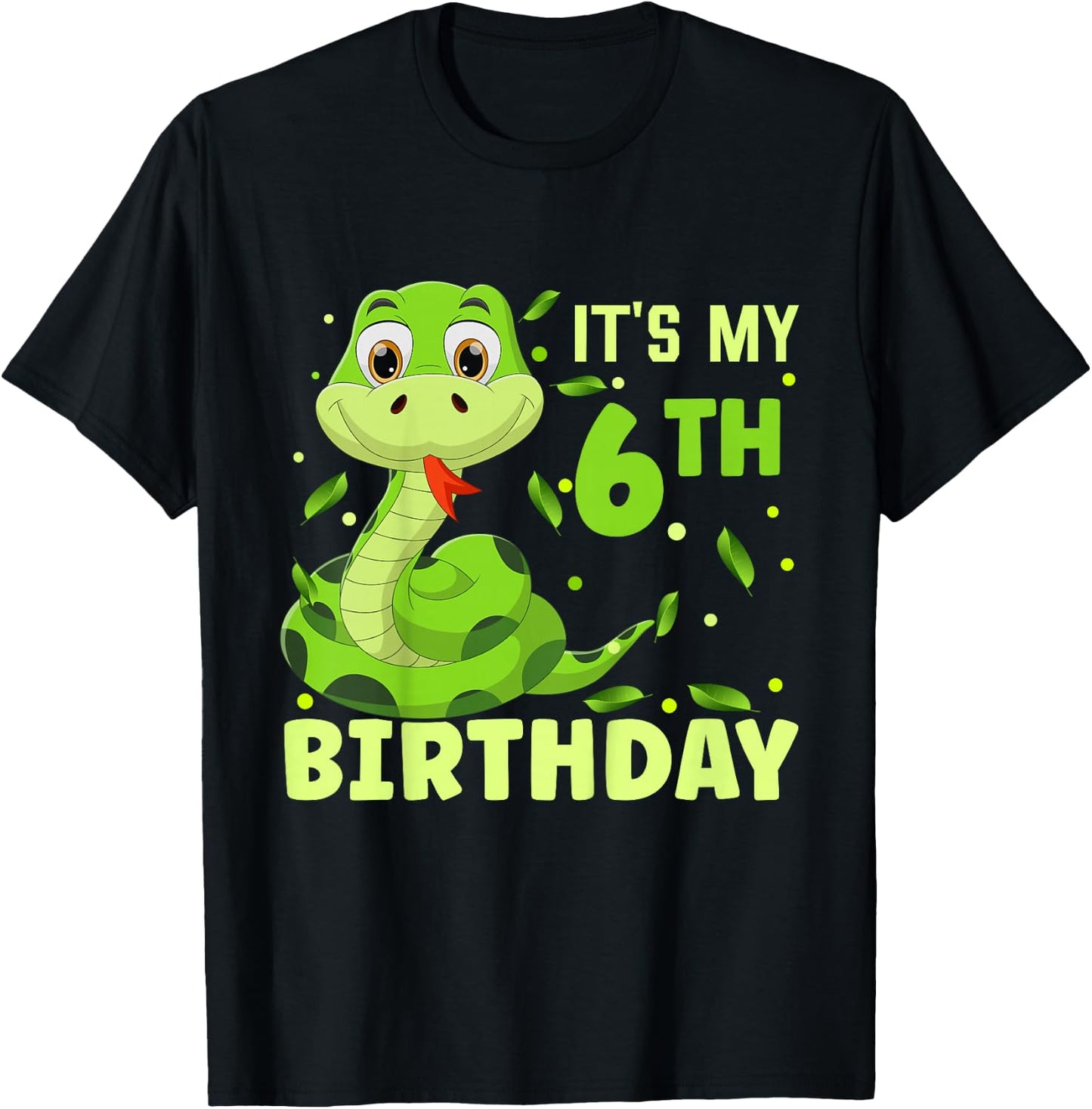 It’s My 6th Birthday Snake Birthday Girl Boy Party Matching T-Shirt - T-Shirt | Black