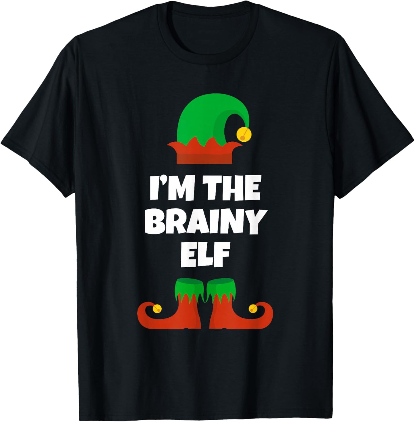 I'm The Brainy Elf Family Pajama Christmas Funny Brain T-Shirt - T-Shirt | Black