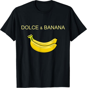 Dolce and Banana Funny Cute Graphic Design Banana T-Shirt - T-Shirt | Black