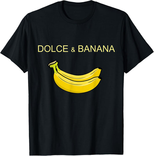 Dolce and Banana Funny Cute Graphic Design Banana T-Shirt - T-Shirt | Black
