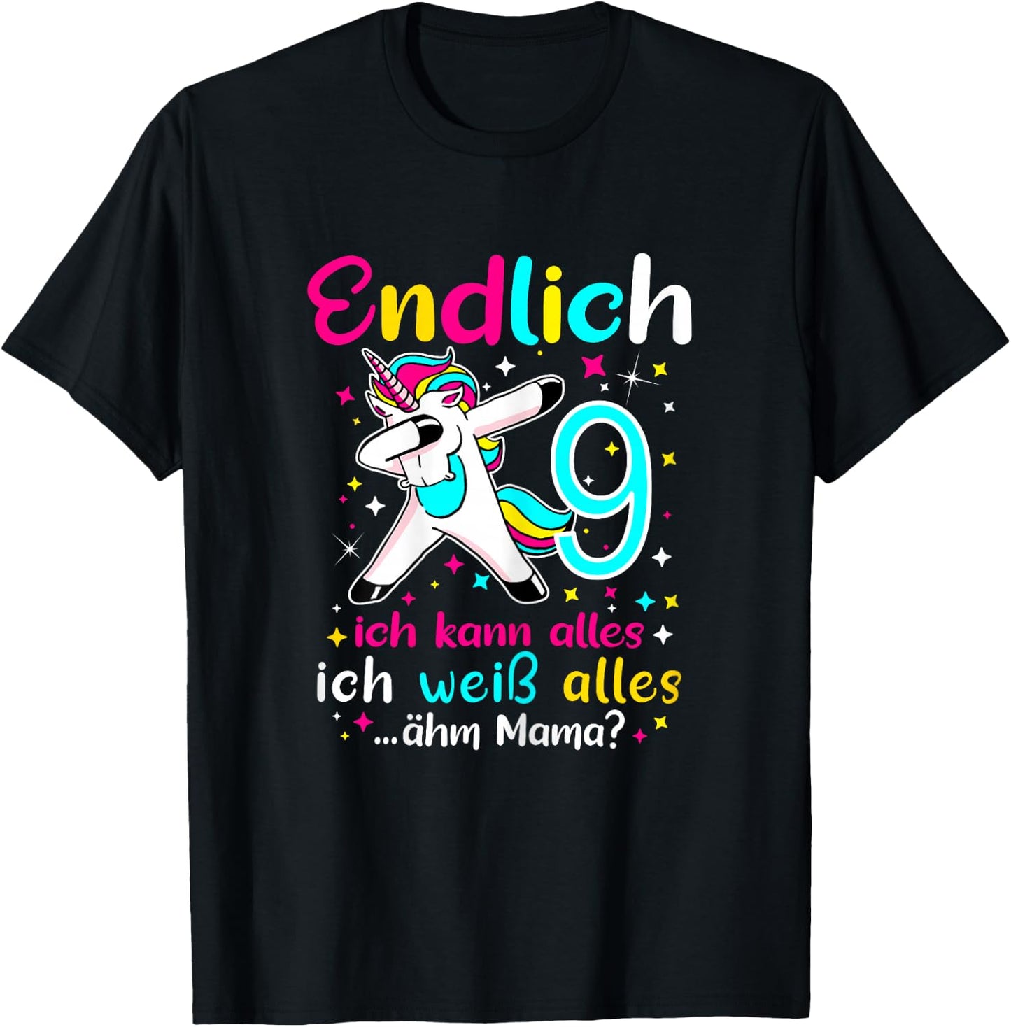 9th Birthday Girl 9 Years Old , black T-Shirt - T-Shirt | Black