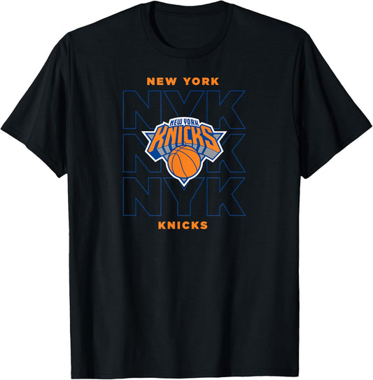 NBA - Aufgestapeltes Stadtlogo der New York Knicks T-Shirt - T-Shirt | Black
