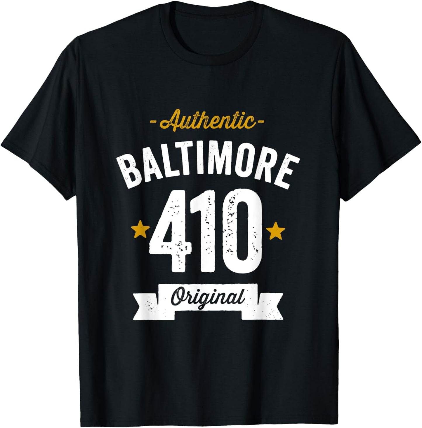 410 Baltimore Area Code Distressed Authentic (Dark) T-Shirt - T-Shirt | Black