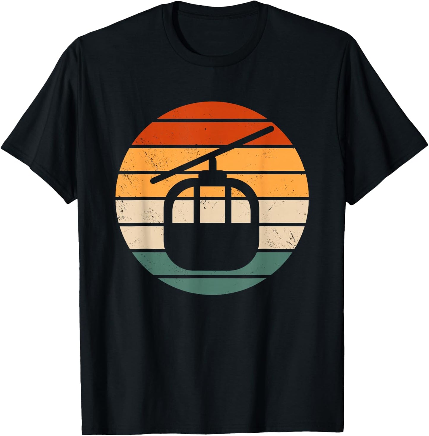 Retro Ski Lift Gondola Outfit Skiing Cable Car Mountain , black T-Shirt - T-Shirt | Black