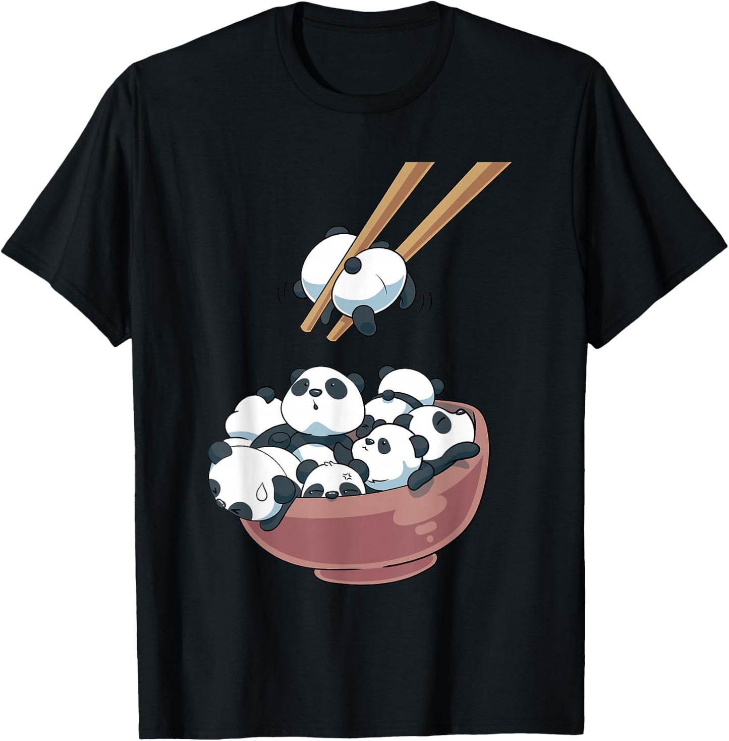 Japanese Panda Bears Ramen Noodle Bowl T-Shirt - T-Shirt | Black