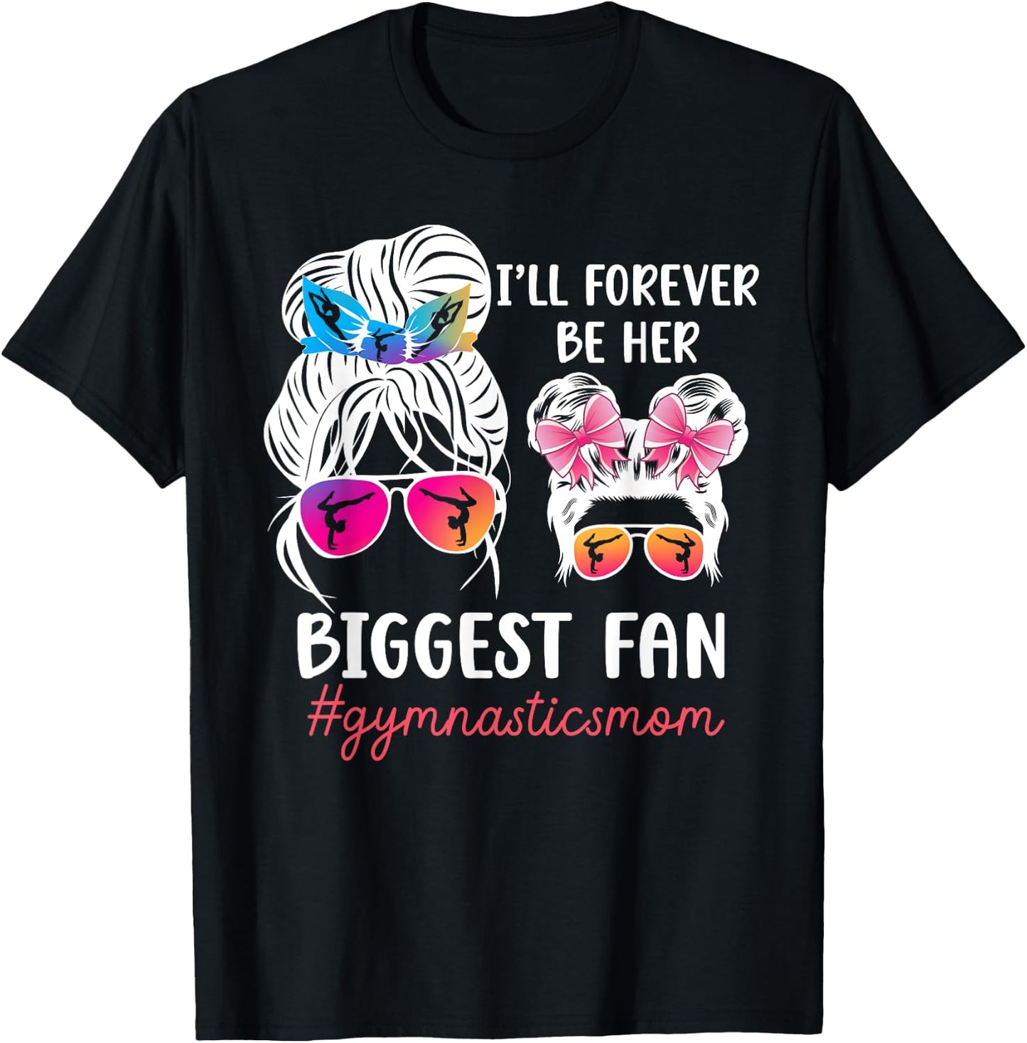 Her Biggest Fan Gymnastics Mom Of A Gymnast Mama T-Shirt - T-Shirt | Black