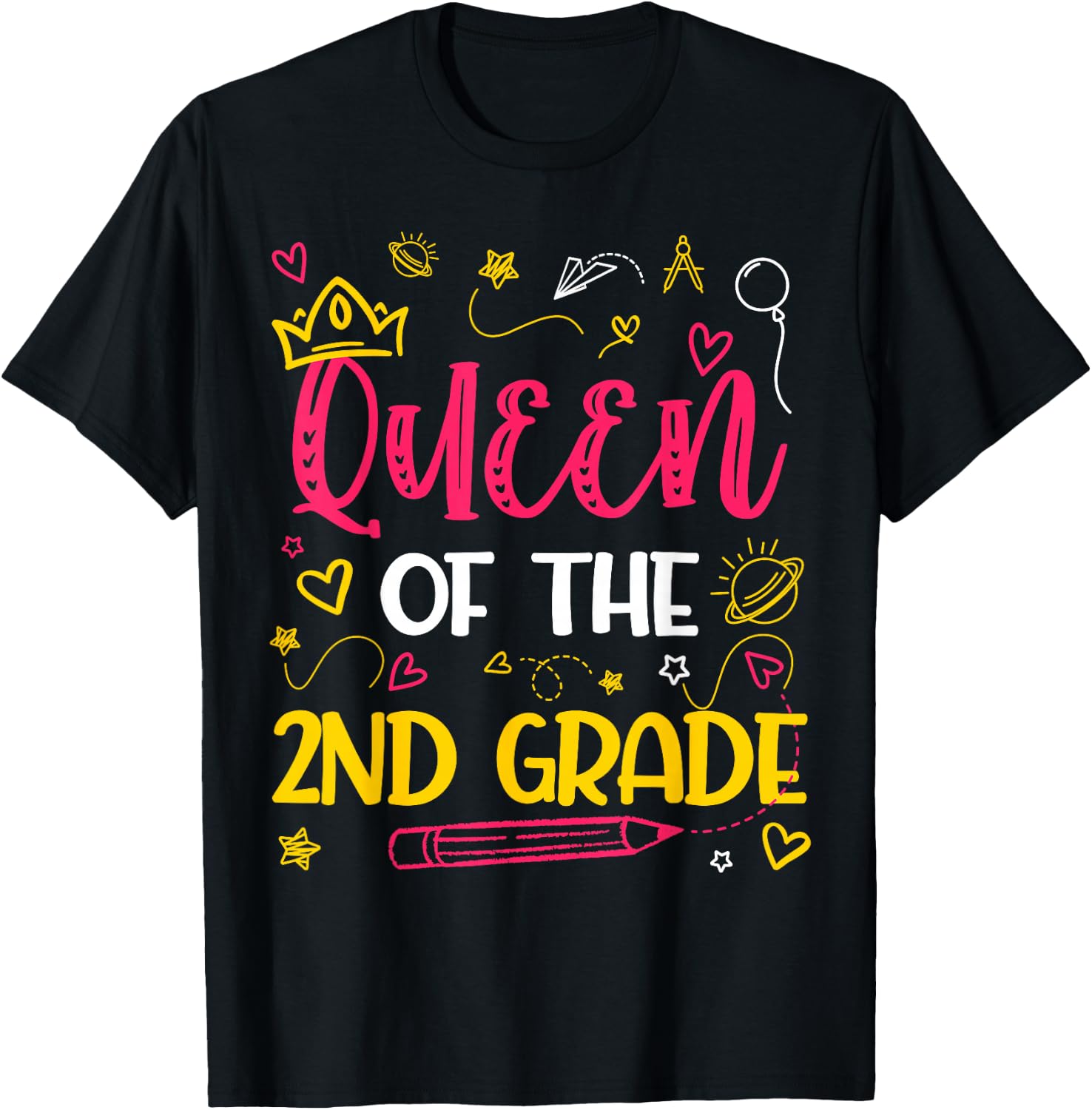 Queen Of 2nd Grade Back To School Second Grade Gifts Girls T-Shirt - T-Shirt | Black