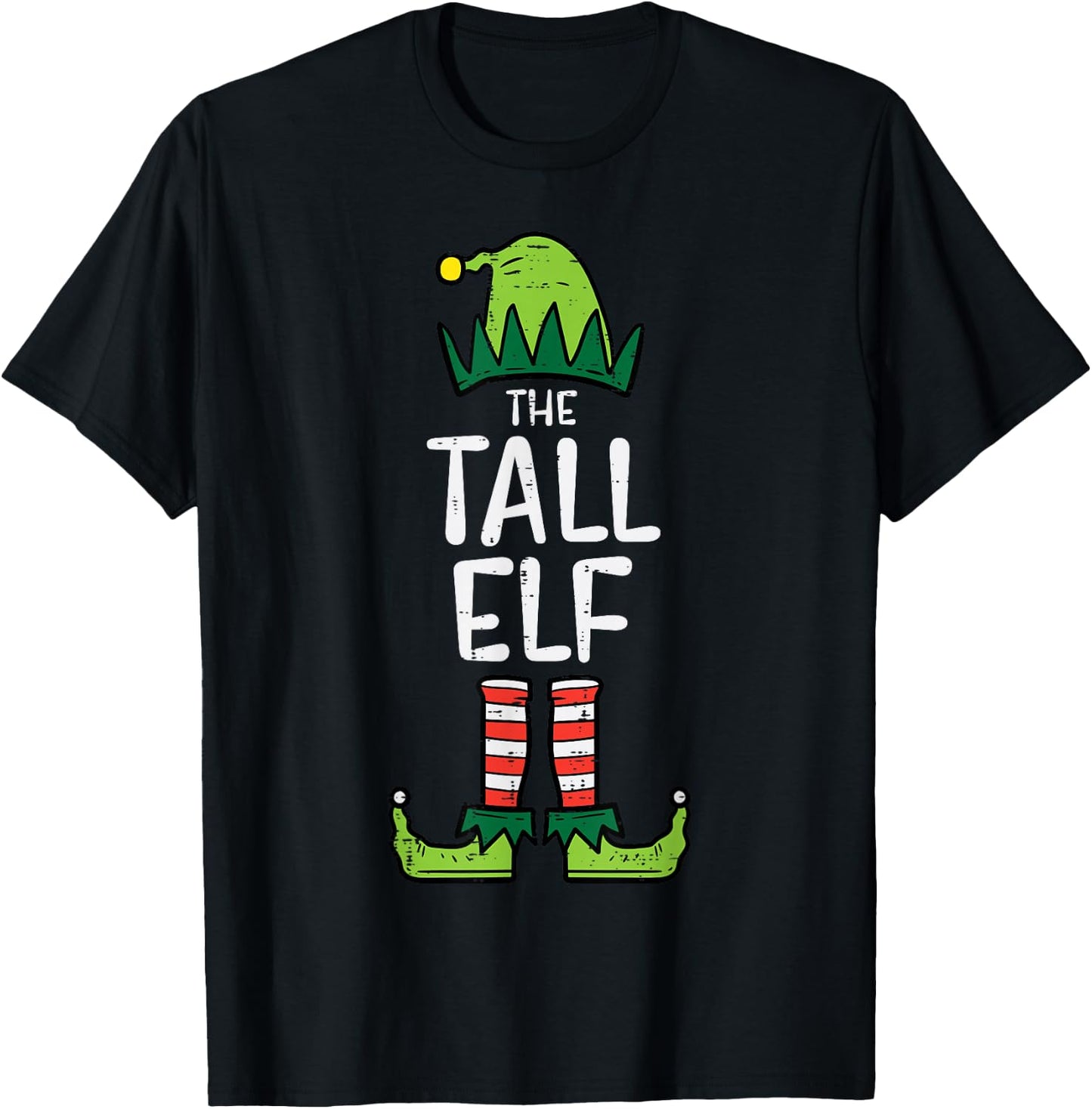 Tall Elf Xmas PJs Matching Christmas Pajamas For Family T-Shirt - T-Shirt | Black