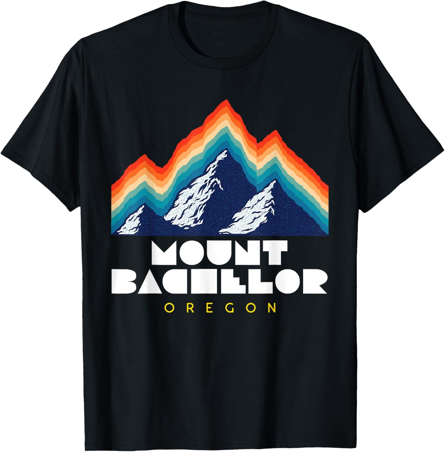 Mount Bachelor, Oregon - USA Ski Resort 1980s Retro T-Shirt - T-Shirt | Black