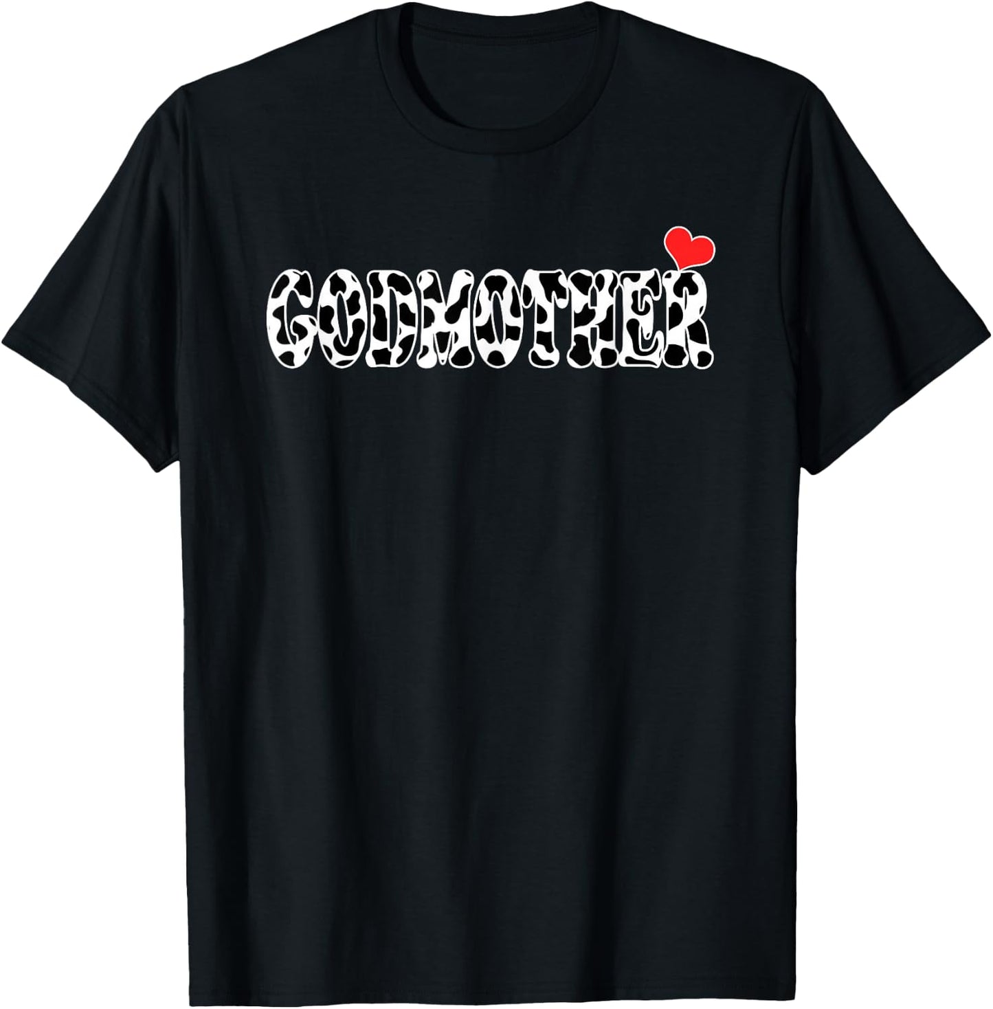 Black White Godmother Cow Print Cowboy Animal Pattern Mother T-Shirt - T-Shirt | Black