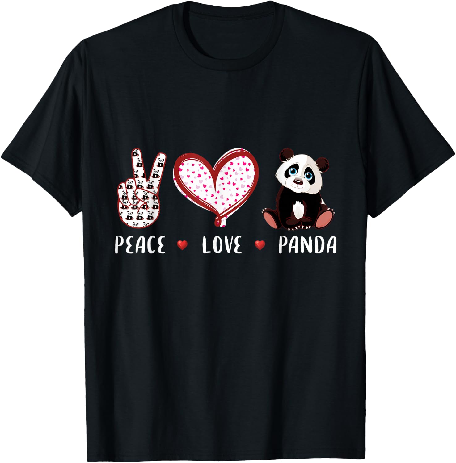 Peace Love panda lovers gifts for kids boys girls men women T-Shirt - T-Shirt | Black