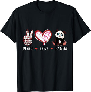 Peace Love panda lovers gifts for kids boys girls men women T-Shirt - T-Shirt | Black
