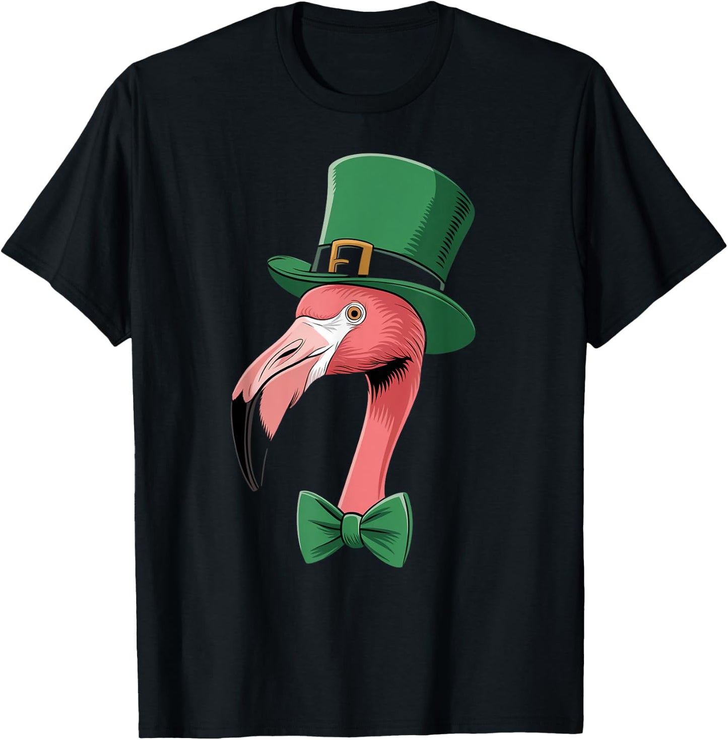 Green Flamingo shamrock on St Patricks Day Flamingo T-Shirt - T-Shirt | Black