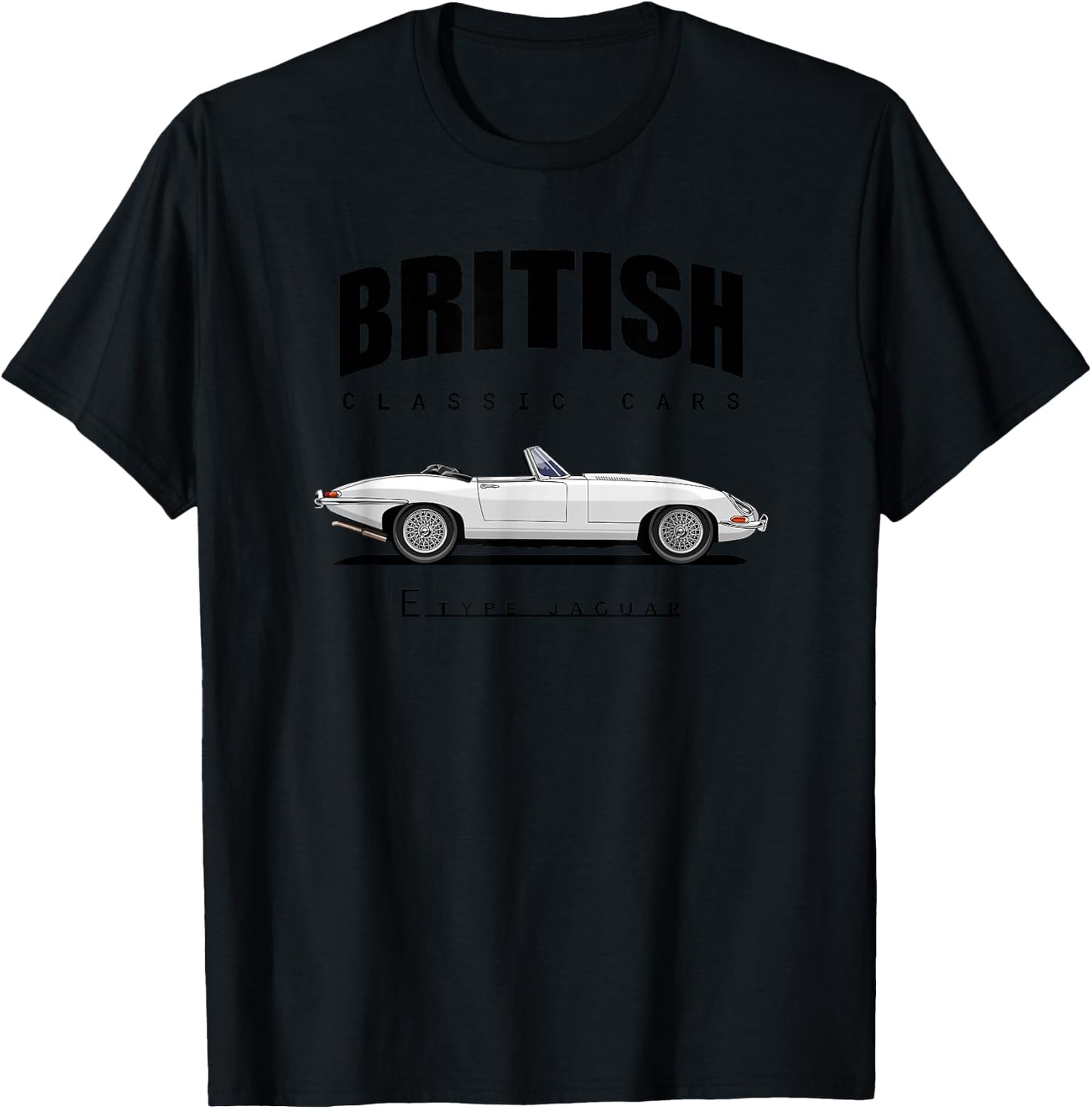 British Classic Cars - E Type Jaguar T-Shirt - T-Shirt | Black