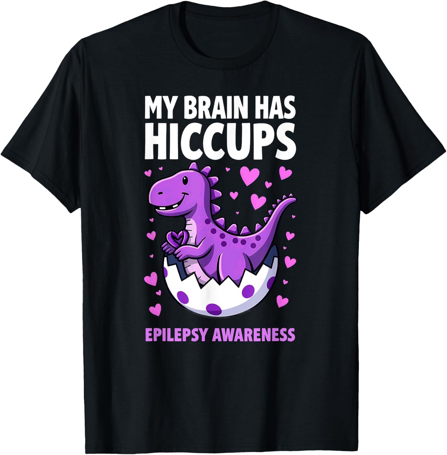 My Brain Has Hiccups Dino Epilepsy Awareness T-Shirt - T-Shirt | Black