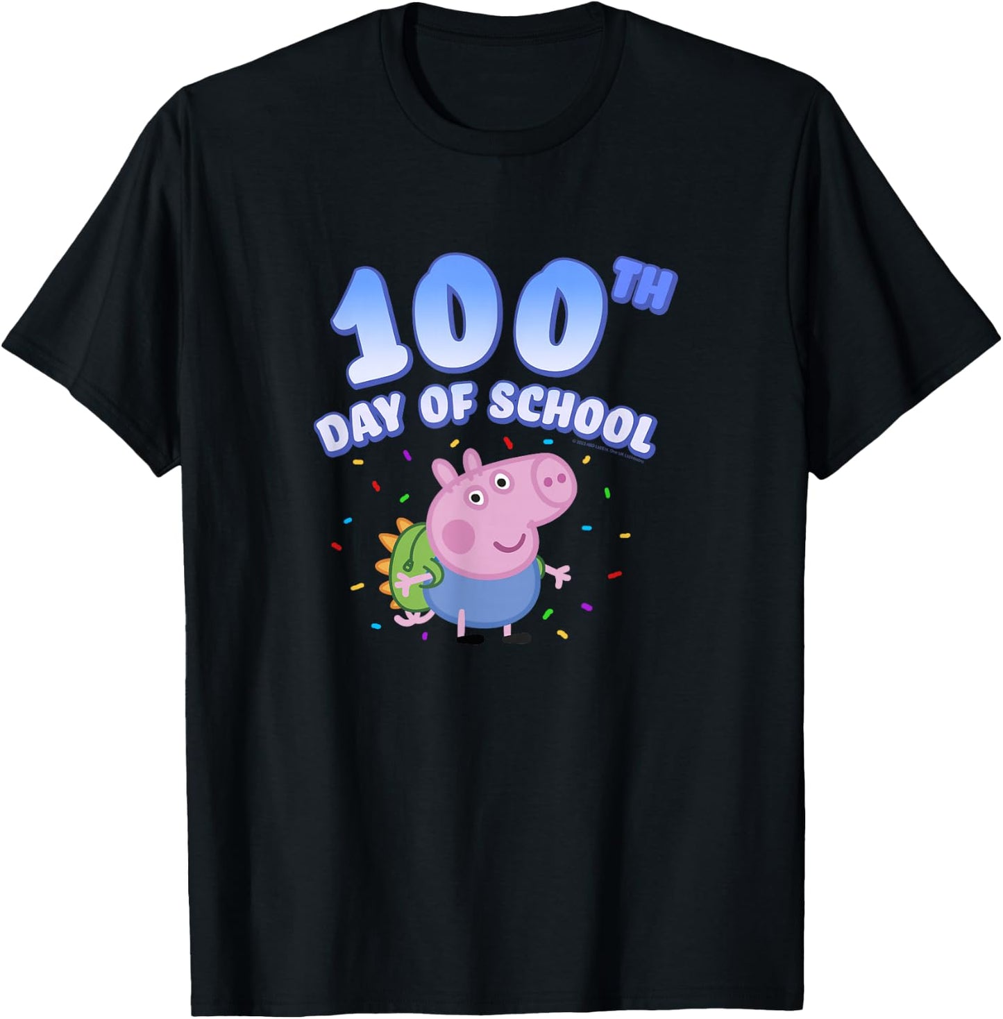 Peppa Pig George Pig 100th Day Of School Fun Confetti Pose T-Shirt - T-Shirt | Black