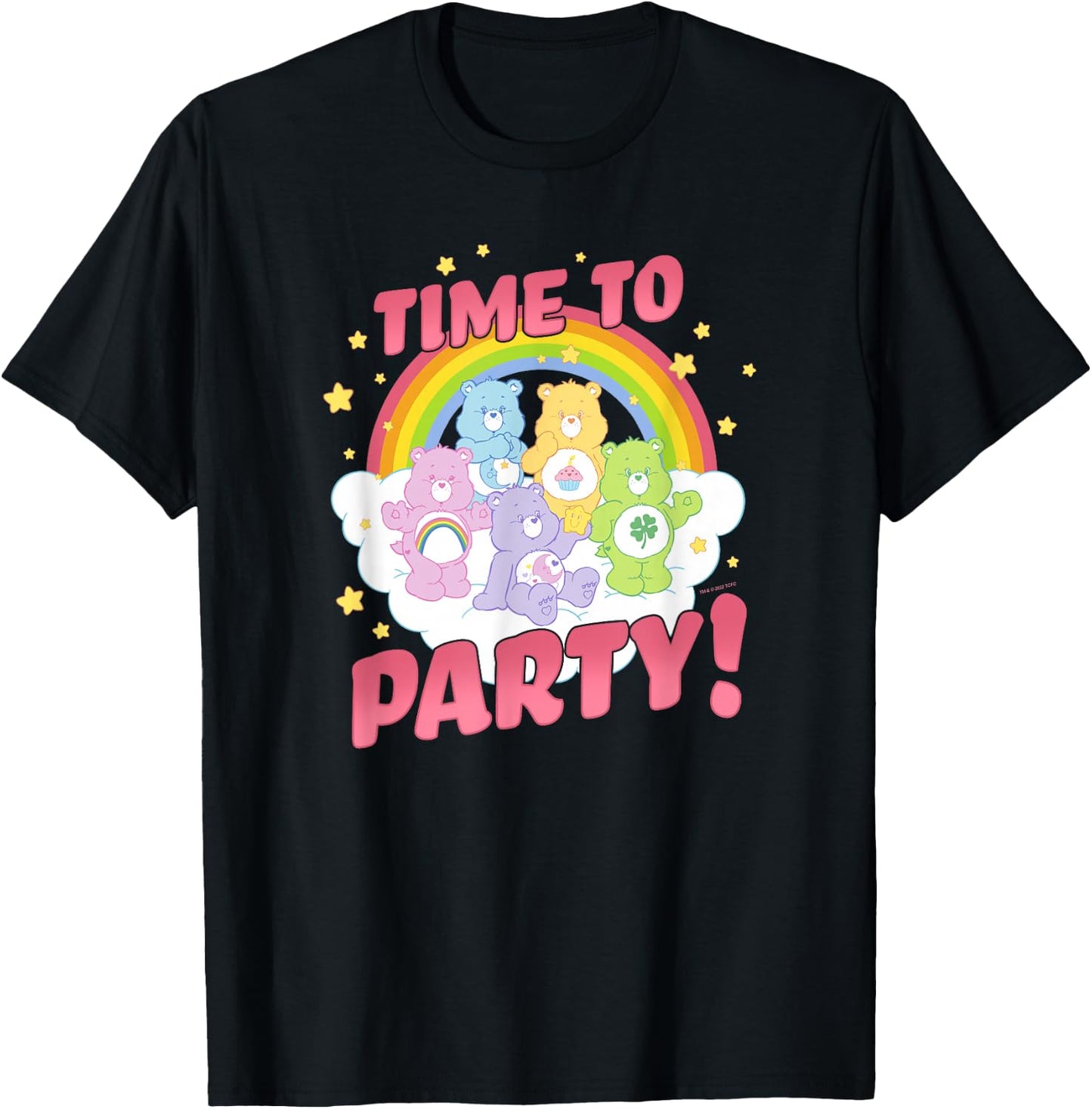 Care Bears Birthday Let's Party Vintage Rainbow Holiday Logo , gray T-Shirt - T-Shirt | Black