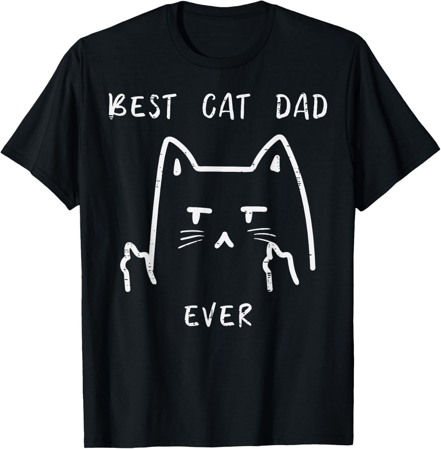 Fathers Day Best Cat Dad Ever Finger Funny Fur Daddy Papa T-Shirt - T-Shirt | Black