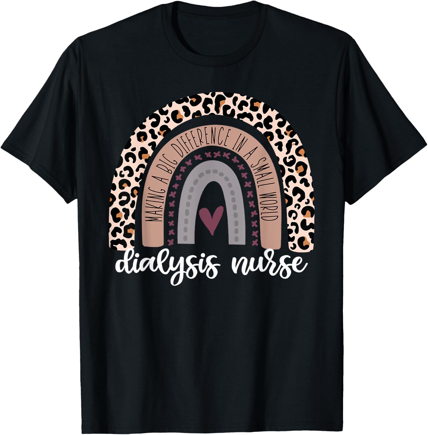 Dialysis Nurse RN Nephrology Registered leopard rainbow T-Shirt - T-Shirt | Black