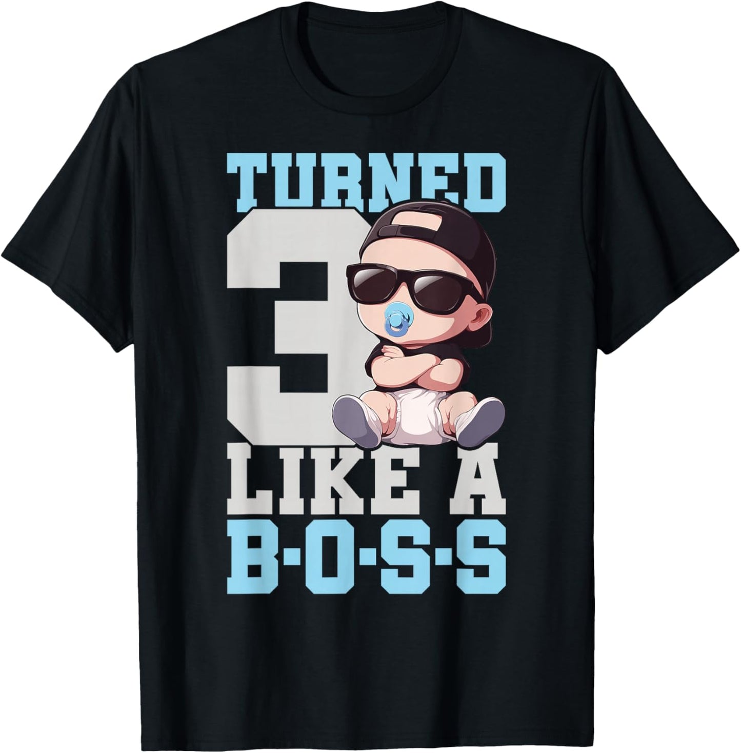 Baby 3rd Birthday Boy Girl 3 Years Like a Boss Kids T-Shirt - T-Shirt | Black